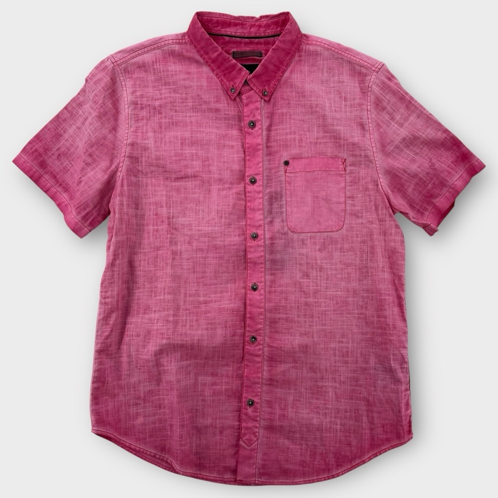 Madison Supply Shirt Mens XL Button Down Slim Fit Hibiscus Pink SS Cotton NEW‎